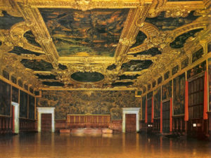 The magnificent room of the Grand Council inside the Doge's Palace in Venice