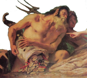 Details of a painting by Tieplolo: Neptune offers gifts to Venice