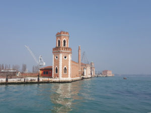 A view of the Shipyard of Venice called Arsenale, where all galleys and warships were built since the old days